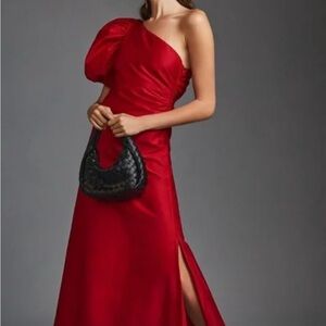 Anthropologie Aureta Studio One Shoulder puff sleeve dress